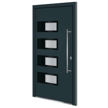 Haustür Anthrazit 100x200 cm Aluminium und PVC