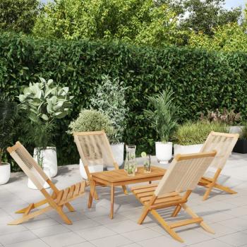 ARDEBO.de - Klappstühle, 4 Stück, beige, massives Akazienholz