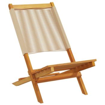 Klappstühle, 4 Stück, beige, massives Akazienholz