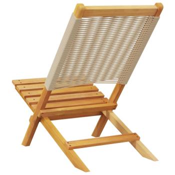 Klappstühle, 4 Stück, beige, massives Akazienholz
