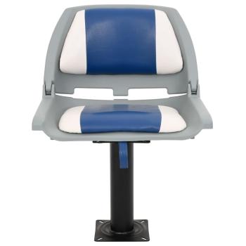 2-tlg. Bootssitz-Set Klappbar Blau und Wei? 48x51x41 cm