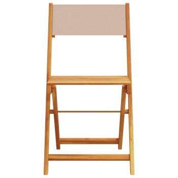 3-tlg. Bistro-Set Taupe Stoff und Massivholz