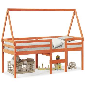 Hochbett mit Dach Wachsbraun 75x190 cm Massivholz Kiefer