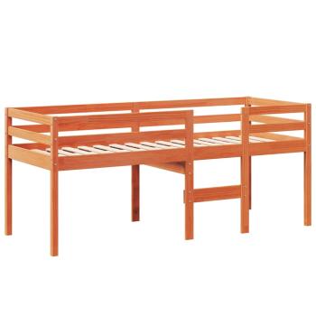 Hochbett mit Dach Wachsbraun 75x190 cm Massivholz Kiefer