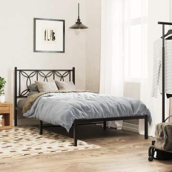 ARDEBO.de - Bettgestell mit Kopfteil Metall Schwarz 107x203 cm