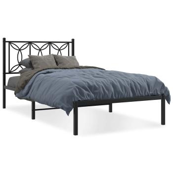 Bettgestell mit Kopfteil Metall Schwarz 107x203 cm