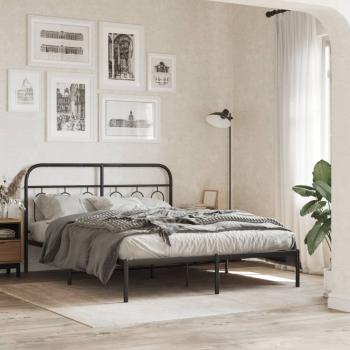 ARDEBO.de - Bettgestell mit Kopfteil Metall Schwarz 140x190 cm