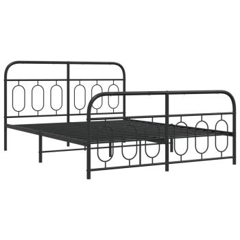 Bettgestell mit Kopf- und Fußteil Metall Schwarz 135x190 cm