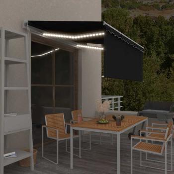ARDEBO.de - Markise Automatisch mit Rollo LED Windsensor 3,5x2,5m Anthrazit