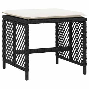 9-tlg. Garten-Essgruppe mit Kissen Schwarz Poly Rattan