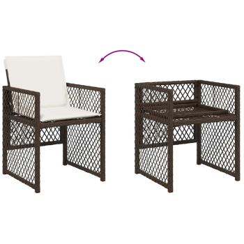 5-tlg. Garten-Essgruppe mit Kissen Braun Poly Rattan