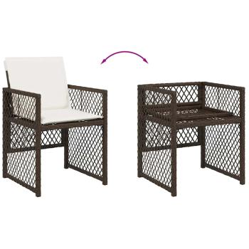 7-tlg. Garten-Essgruppe mit Kissen Braun Poly Rattan