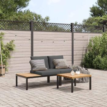 ARDEBO.de - 3-tlg. Garten-Sofagarnitur mit Kissen Schwarz Aluminium