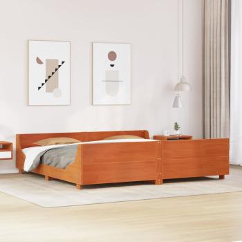 ARDEBO.de - Massivholzbett ohne Matratze Wachsbraun 200x200 Kiefernholz