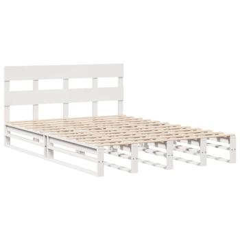 Massivholzbett ohne Matratze Weiß 150x200 cm Kiefernholz