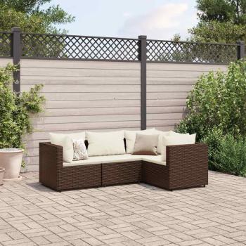 ARDEBO.de - 4-tlg. Garten-Lounge-Set mit Kissen Braun Poly Rattan