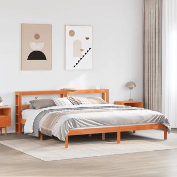 ARDEBO.de - Bettgestell mit Kopfteil ohne Matratze Wachsbraun 200x200 cm