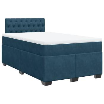 Boxspringbett mit Matratze Dunkelblau 120x190 cm Samt
