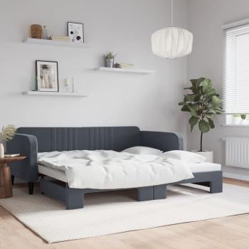 ARDEBO.de - Tagesbett Ausziehbar Dunkelgrau 100x200 cm Samt