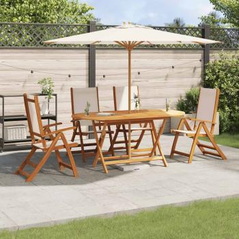 ARDEBO.de - 5-tlg. Garten-Essgruppe Massivholz Akazie und Textilene