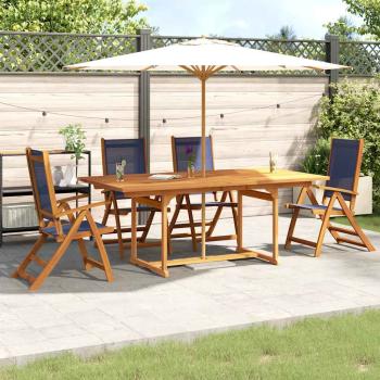 ARDEBO.de - 5-tlg. Garten-Essgruppe Massivholz Akazie und Textilene