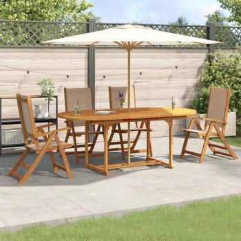 ARDEBO.de - 5-tlg. Garten-Essgruppe Massivholz Akazie und Textilene