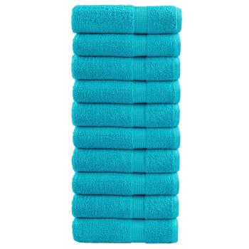 ARDEBO.de - Premium Badetücher SOLUND 10 Stk. Türkis 100x150 cm 600 g/m²