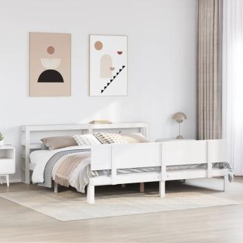 ARDEBO.de - Bettgestell mit Kopfteil ohne Matratze Weiß 200x200 cm