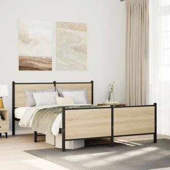 ARDEBO.de - Metallbett ohne Matratze Sonoma-Eiche 140x190 cm