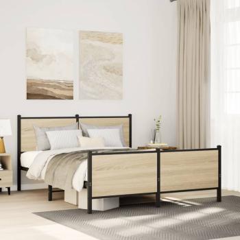 ARDEBO.de - Metallbett ohne Matratze Sonoma-Eiche 150x200 cm