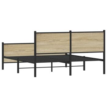 Metallbett ohne Matratze Sonoma-Eiche 150x200 cm