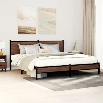 ARDEBO.de - Metallbett ohne Matratze Braun Eichen-Optik 180x200 cm