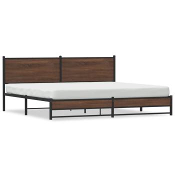 Metallbett ohne Matratze Braun Eichen-Optik 193x203 cm