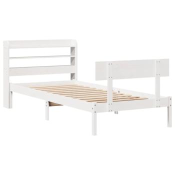 Massivholzbett ohne Matratze Weiß 100x200 cm Kiefernholz