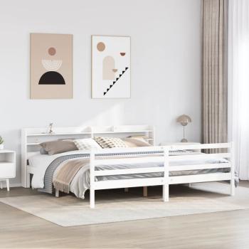 ARDEBO.de - Bettgestell mit Kopfteil ohne Matratze Weiß 200x200 cm