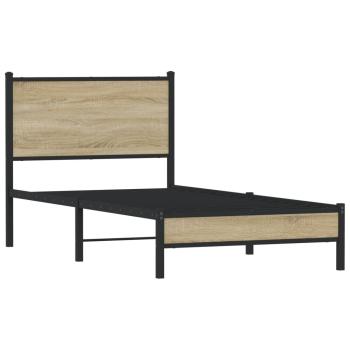 Metallbett ohne Matratze Sonoma-Eiche 75x190 cm