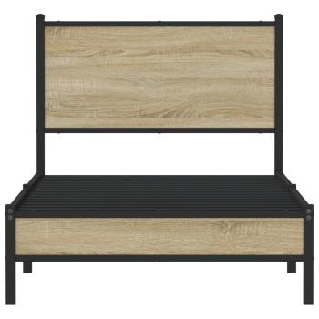 Metallbett ohne Matratze Sonoma-Eiche 75x190 cm