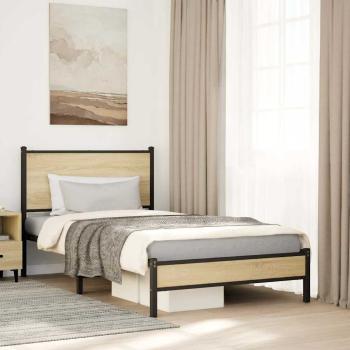 ARDEBO.de - Metallbett ohne Matratze Sonoma-Eiche 107x203 cm