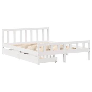 Massivholzbett ohne Matratze Weiß 150x200 cm Kiefernholz