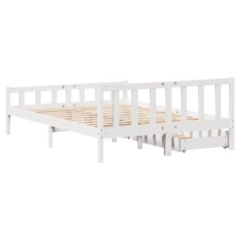 Massivholzbett ohne Matratze Weiß 150x200 cm Kiefernholz