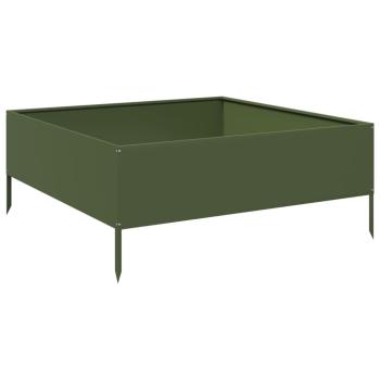 Hochbeet Olivgrün 100x100x41 cm Stahl