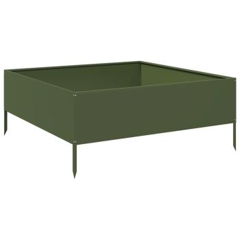 Hochbeet Olivgrün 100x100x41 cm Stahl