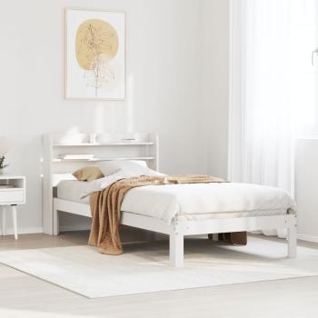 ARDEBO.de - Bettgestell mit Kopfteil ohne Matratze Weiß 100x200 cm