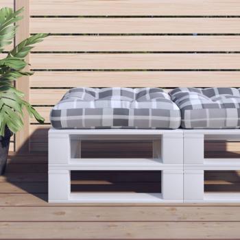 ARDEBO.de - Palettenkissen Grau Karomuster 60x60x12 cm Stoff