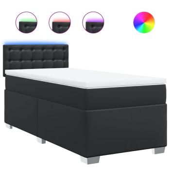Boxspringbett mit Matratze Schwarz 80x200 cm Kunstleder