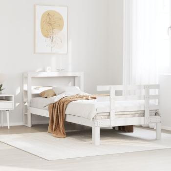 ARDEBO.de - Bettgestell mit Kopfteil ohne Matratze Weiß 75x190 cm