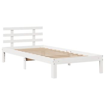 Bettgestell mit Kopfteil ohne Matratze Weiß 75x190 cm