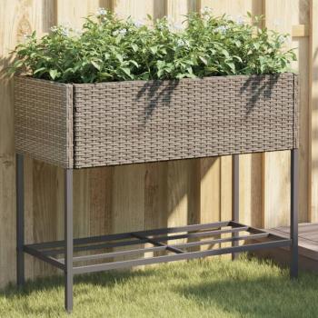 ARDEBO.de - Hochbeete mit Ablage 2 Stk. Grau 90x40x75 cm Poly Rattan