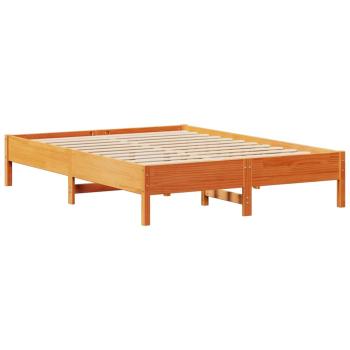 Massivholzbett ohne Matratze Wachsbraun 150x200 cm Kiefernholz