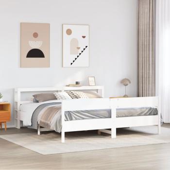 ARDEBO.de - Massivholzbett ohne Matratze Weiß 180x200 cm Kiefernholz